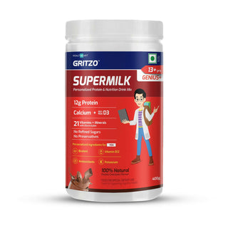 Gritzo Supermilk Genius+ Health Drink For 13+Y Boys - Double Chocolate - Distacart