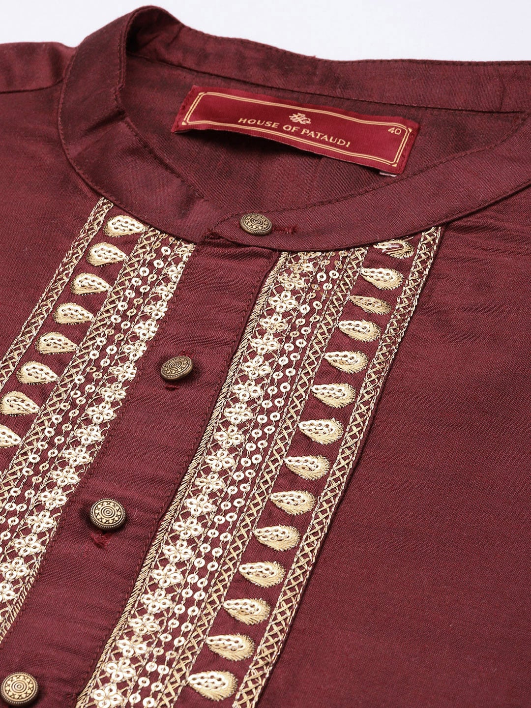 House of Pataudi Ethnic Motifs Embroidered Cotton Jashn Kurta - Distacart