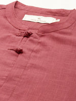 Thumbnail for House of Pataudi Men Pure Cotton Solid Straight Mandarin Collar Rozana Kurta - Distacart