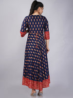 Thumbnail for Kalini Women Navy Blue & Red Ethnic Motifs Printed Anarkali Kurta - Distacart