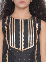 Thumbnail for NOZ2TOZ Black Printed Regular Gotta Patti Kurta with Sharara For Girls - Distacart