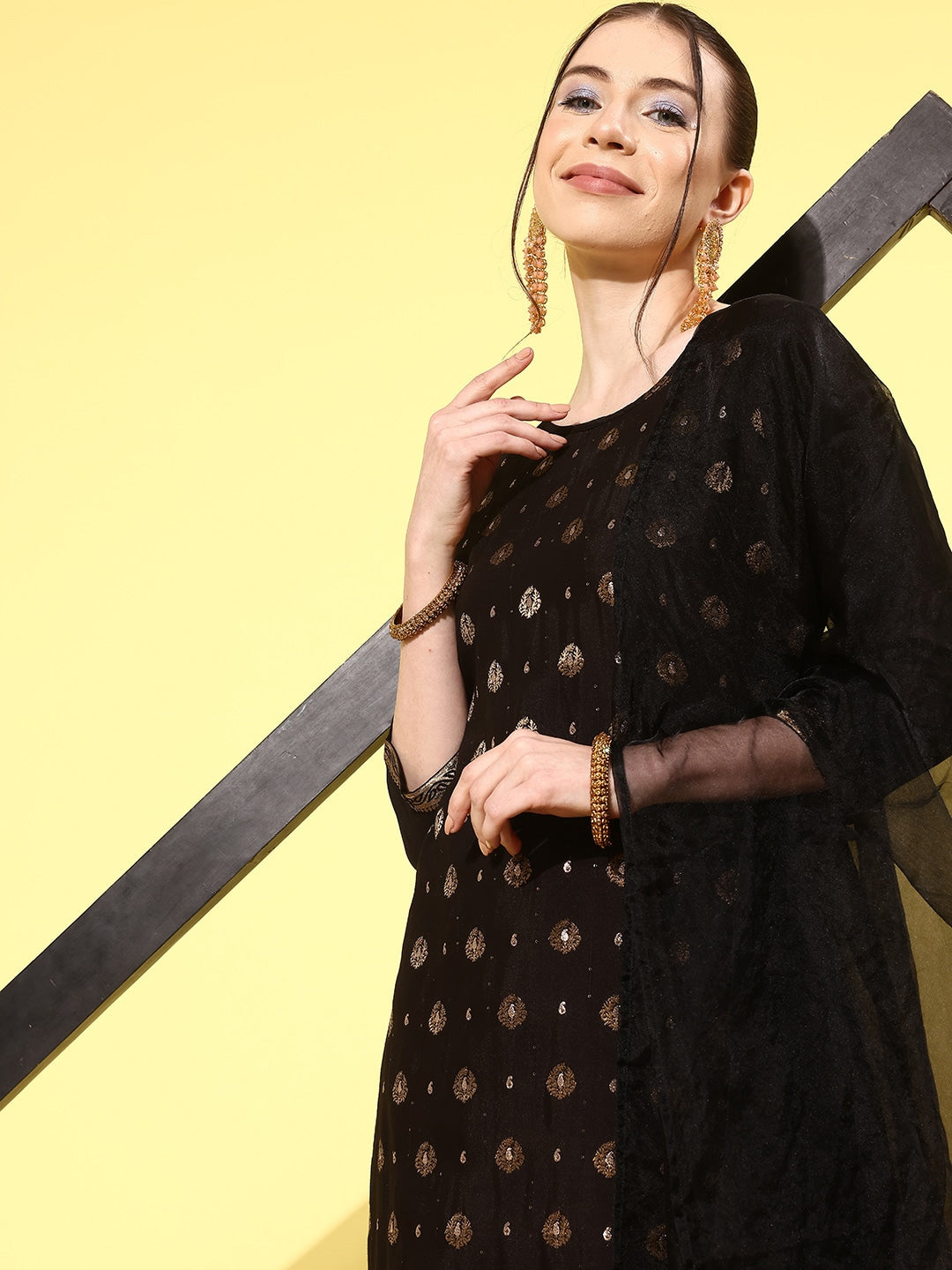 Sangria Women Ethnic Motifs Regular Kurta with Trousers & With Dupatta - Distacart