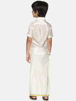 Thumbnail for Sethukrishna Boys Cream-Coloured & Gold-Toned Shirt with Dhoti - Distacart
