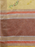 Thumbnail for Mitera Floral Zari Pure Linen Saree - Distacart