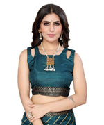 Thumbnail for Vamika Dola Silk Rama Green Lace Border Bollywood Style Saree (SUCHI RAMA) - Distacart