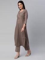 Thumbnail for Kalini Women Self Design Pure Cotton Kurta With Trousers - Distacart