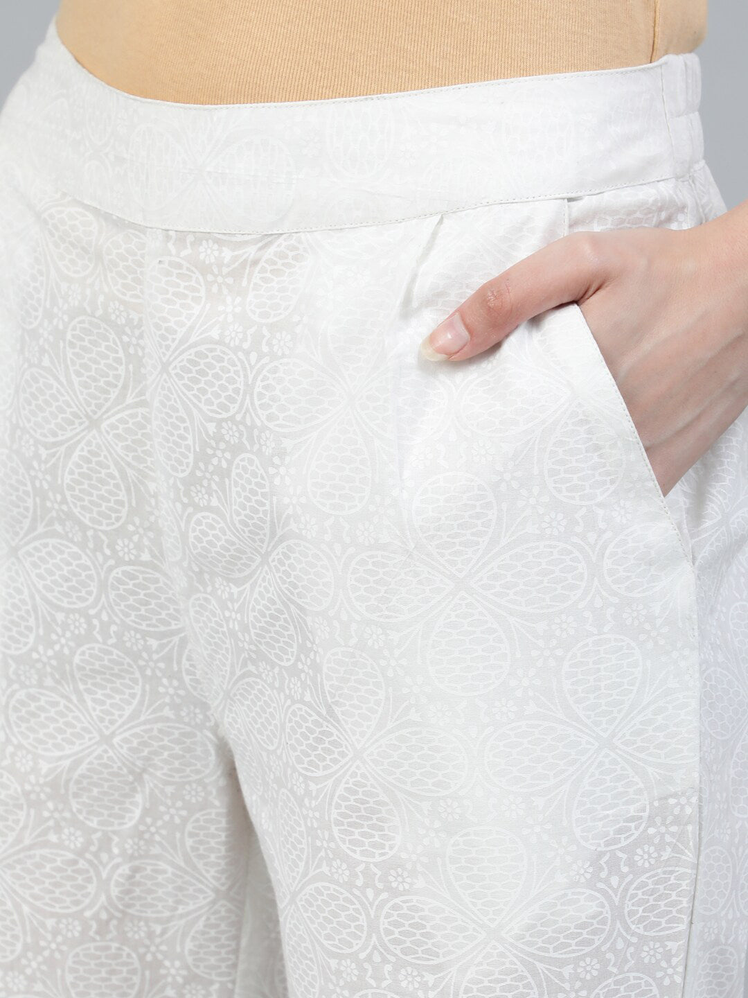 Jaipur Kurti Women White & Blue Embroidered Pure Cotton Kurta with Trousers & Dupatta - Distacart