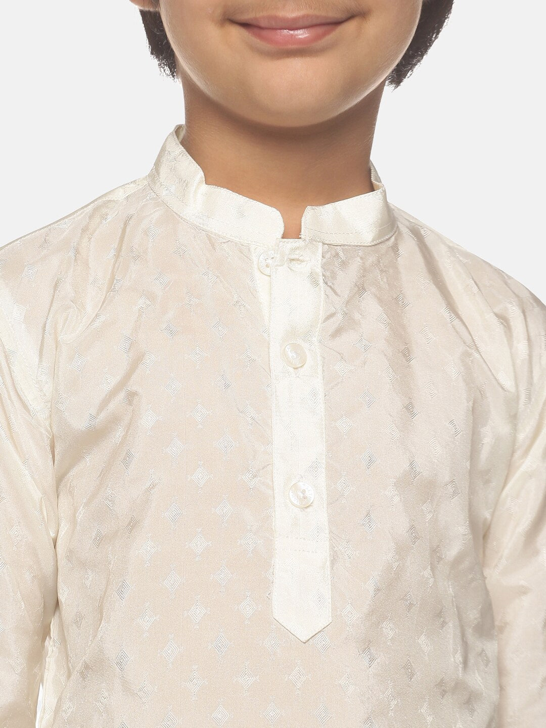 Sethukrishna Boys Cream-Coloured Printed Kurta with Pyjamas - Distacart