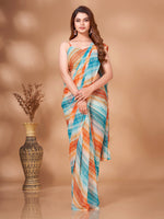 Thumbnail for Tikhi Imli Striped Georgette Leheriya Ready to Wear Saree - Distacart