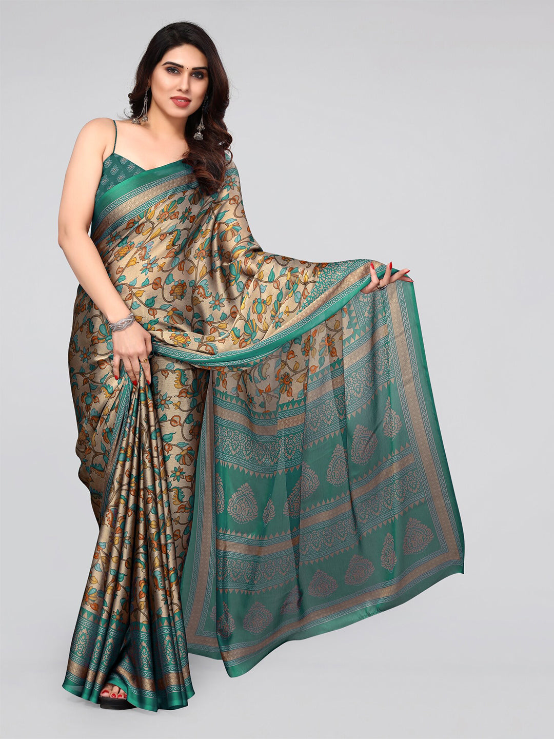 Kalini Floral Poly Chiffon Saree With Blouse Piece - Distacart