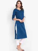 Thumbnail for Janasya Blue Woven Design Straight Kurta - Distacart