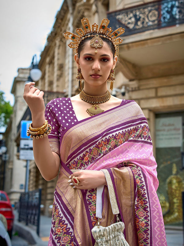 Mitera Ethnic Motifs Woven Design Zari Patola Saree - Distacart