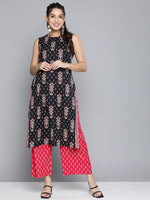 Thumbnail for HERE&NOW Women Ethnic Motifs Printed Pure Cotton Kurta With Palazzos - Distacart