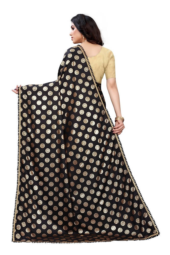 Vamika Black Rangoli Silk Foil Print Saree (Danish Black)