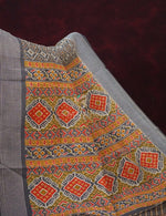 Thumbnail for Grey Colored Diamond Print Semi Chanderi Saree By Gayathri Reddy Designer Studio - Distacart