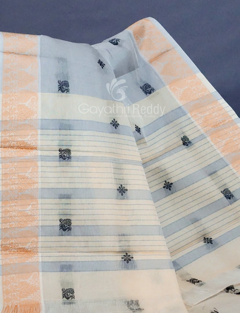 Kalanetha Shades of Grey Pure Kanchi Cotton Saree With Kanchi Traditional Border By Gayathri Reddy Designer Studio - Distacart