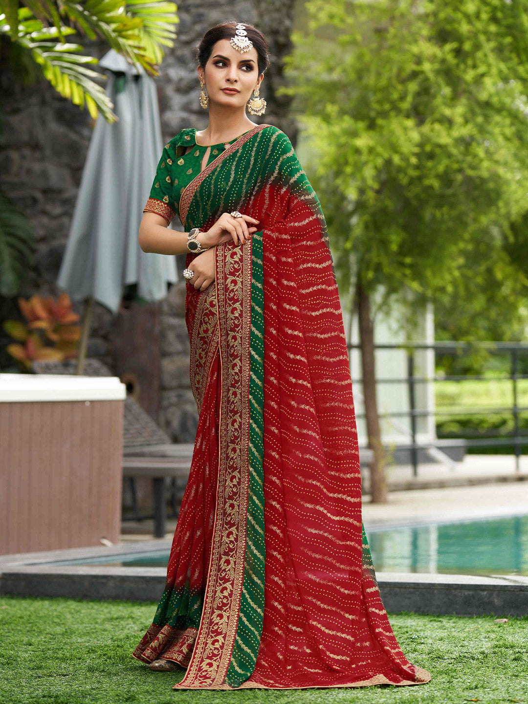 Mitera Ethnic Motifs PrintedZari Pure Georgette Saree - Distacart