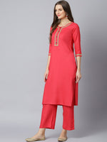 Thumbnail for Khushal K Women Pink Gotta Patti Kurta with Trousers & With Dupatta - Distacart