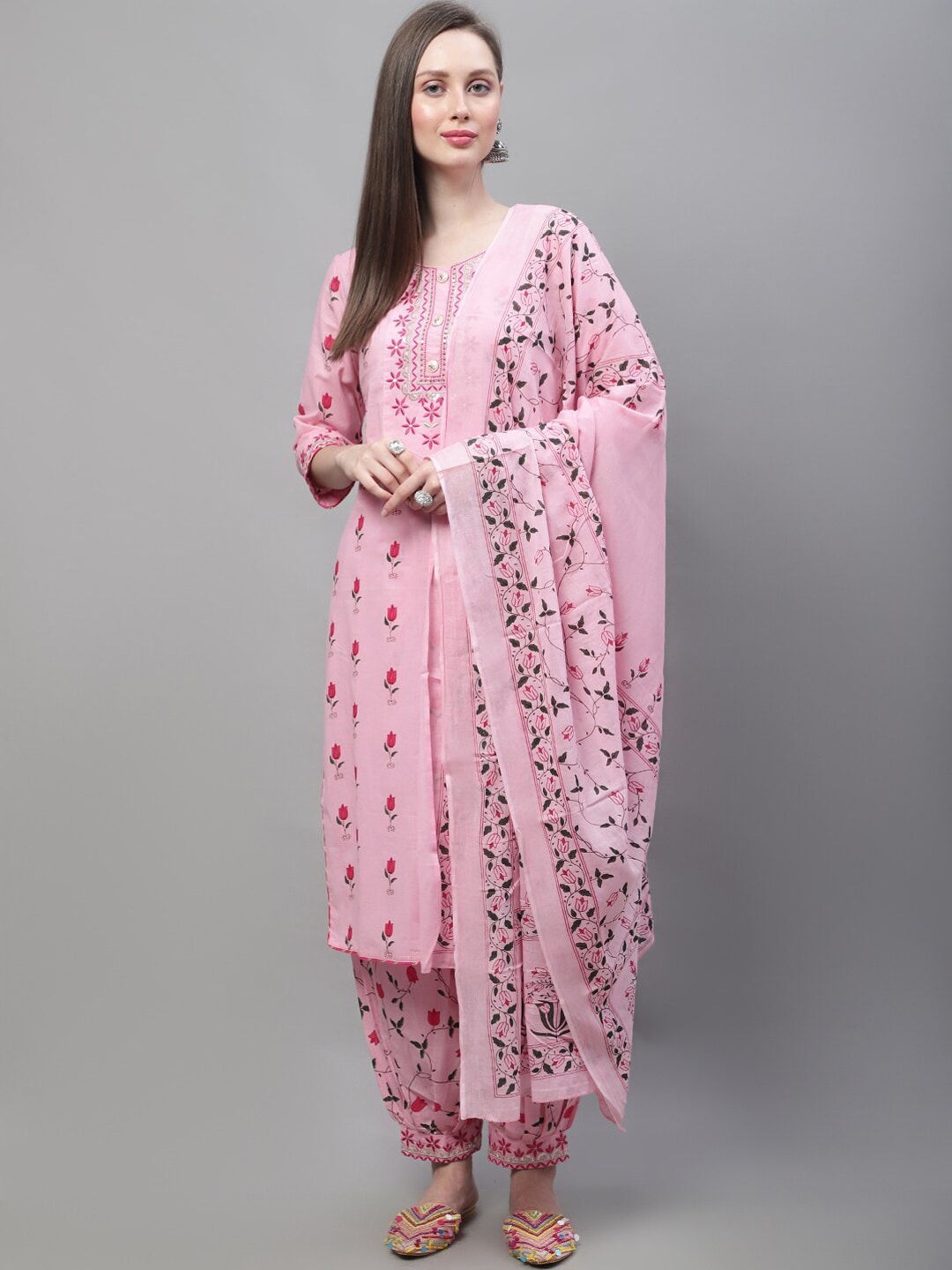 Kalini Floral Printed Kurta With Salwar & Dupatta - Distacart