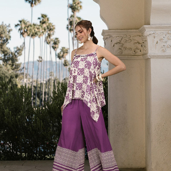 Sangria Women Bandhani Printed Pure Cotton Kurti with Palazzos - Distacart
