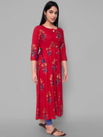 Thumbnail for Kalini Women Red Rayon Printed A-line Kurta - Distacart