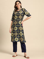 Thumbnail for Sangria Women Ethnic Motifs Printed Kurta with Trousers - Distacart