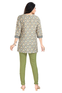Thumbnail for Snehal Creations Pretty Pastle Variyali Green Rayon Short Kurti Tunic Top - Distacart