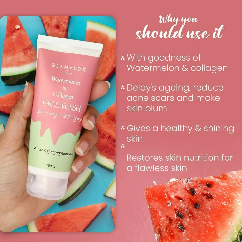 Glamveda Watermelon & Collagen Firming Face Wash - Distacart