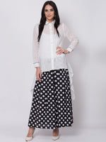 Thumbnail for Biba Women White & Black Solid A-Line Shirt Collar Kurta - Distacart