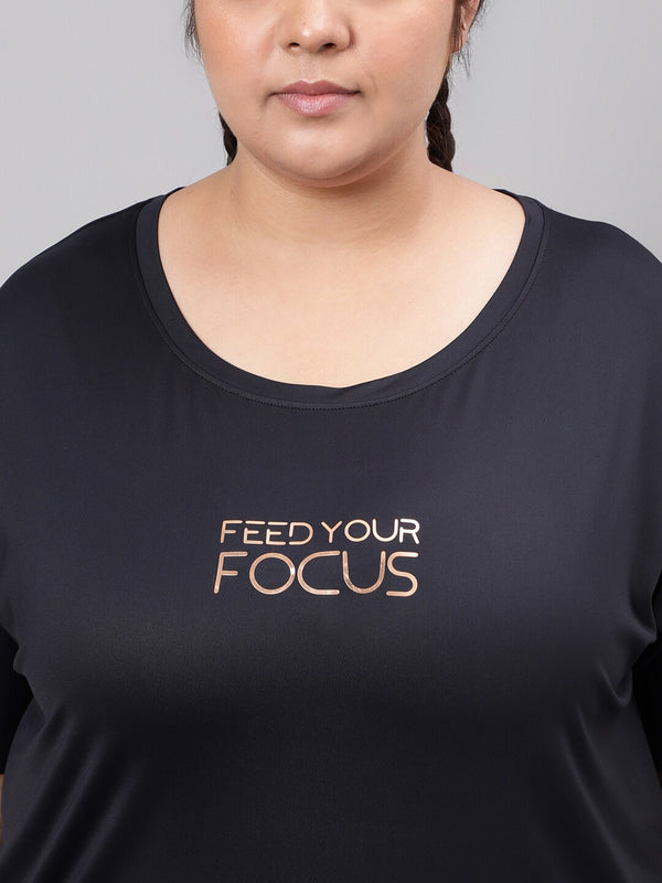 MKH Plus Size Typography Printed Relaxed Fit Dri-FIT T-shirt - Distacart