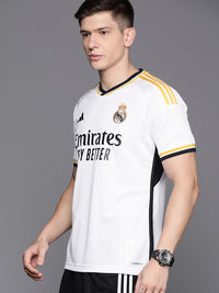 Thumbnail for Adidas Typography Printed Football Real Madrid Slim Fit Football T-shirt - Distacart