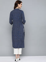 Thumbnail for HERE&NOW Women Navy Blue & White Bandhani Print Straight Kurta - Distacart