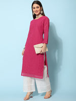 Thumbnail for Kalini Ethnic Motifs Embroidered Chikankari Georgette Kurta - Distacart