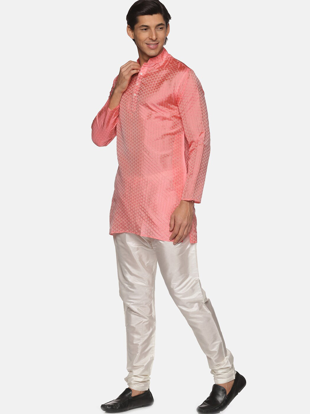 Sethukrishna Men Peach-Coloured Kurta with Pyjamas - Distacart