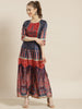 Juniper Womens Navyblue Dull Satin Floral Print Maxi Dress - Distacart
