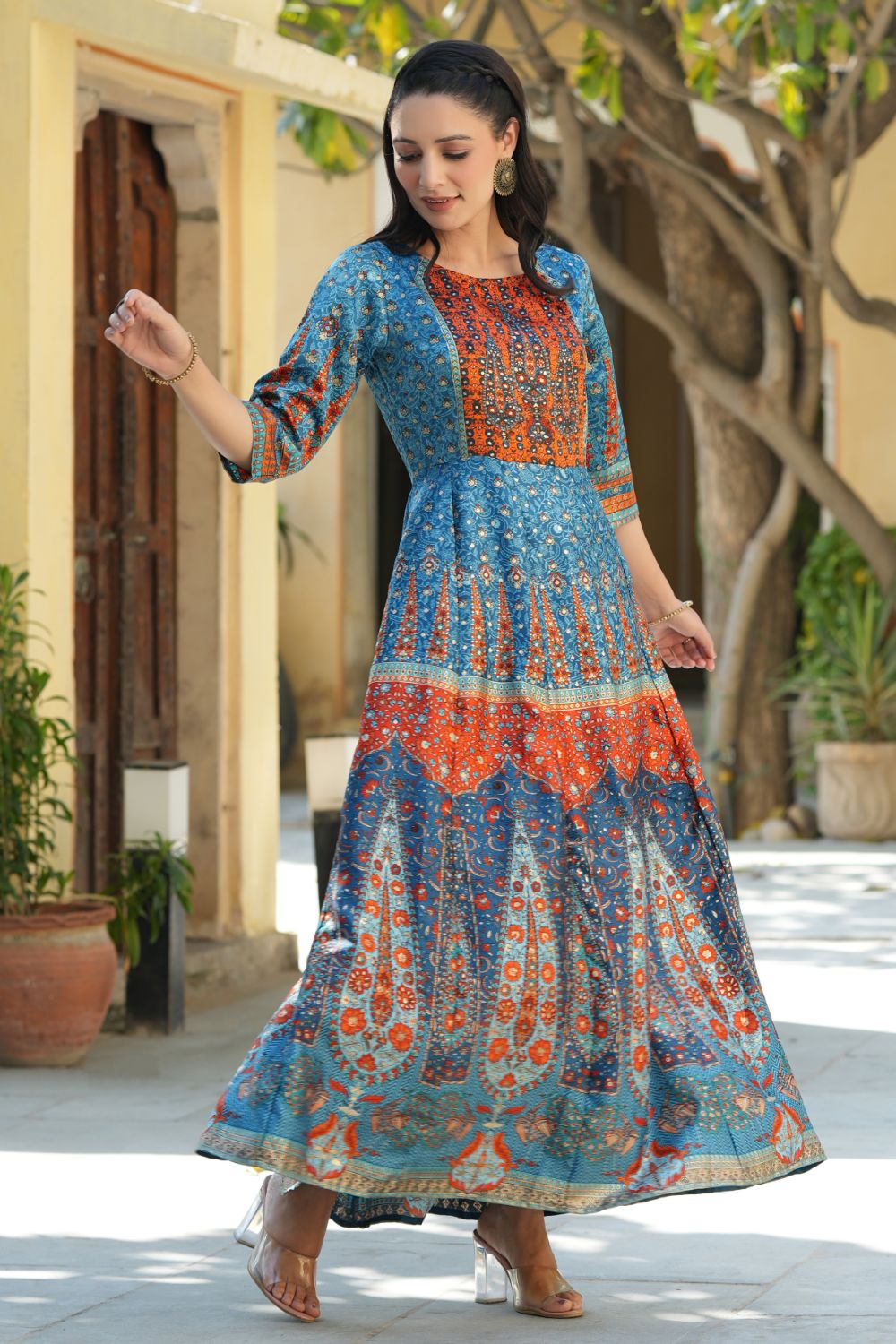 Juniper Womens Teal Dull Satin Floral Print Maxi Dress - Distacart