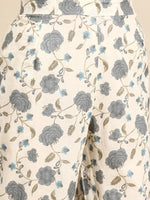 Thumbnail for Sangria Floral Printed Angrakha Sequinned Pure Cotton Kurta With Trousers - Distacart