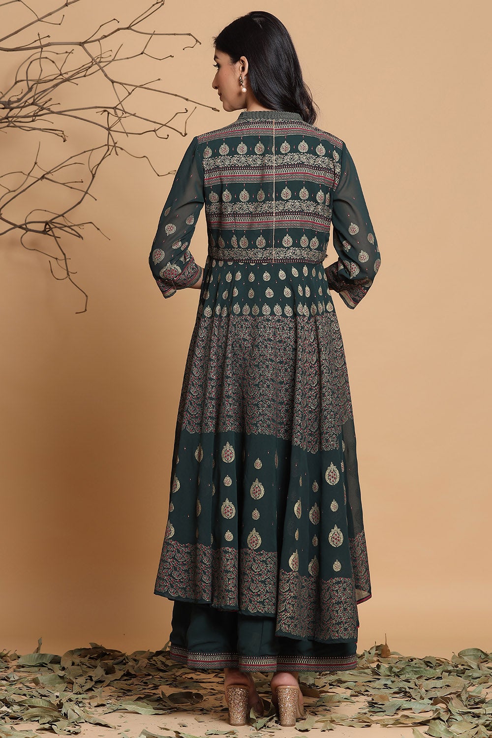 Juniper Women's Jadegreen Georgette Printed Layered Dress - Distacart
