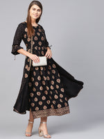 Thumbnail for Juniper Women Black Rayon Printed Jacket Style Dress - Distacart