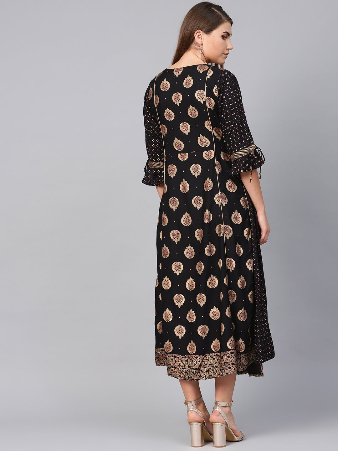 Juniper Women Black Rayon Printed Jacket Style Dress - Distacart
