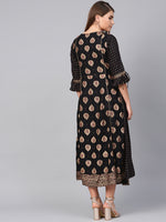 Thumbnail for Juniper Women Black Rayon Printed Jacket Style Dress - Distacart