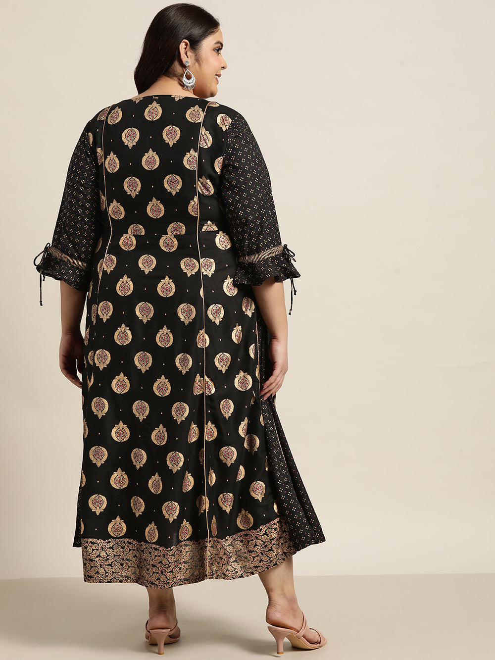 Juniper Women's Black Rayon Festive Wear Printed Jacket Style Dress - Distacart