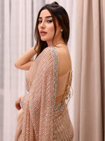 Thumbnail for Sangria Beige Sequinned Embellished Saree - Distacart