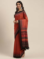 Thumbnail for Soch Red & Orange Silk Blend Saree - Distacart