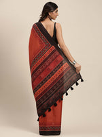 Thumbnail for Soch Red & Orange Silk Blend Saree - Distacart