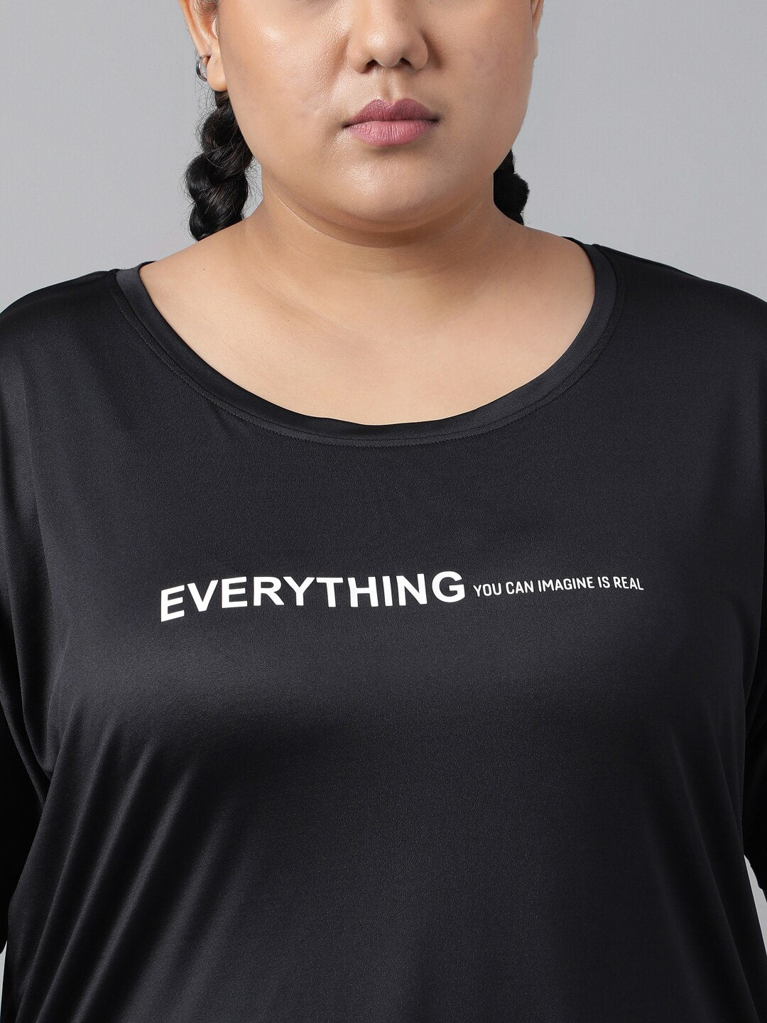 MKH Plus Size Relaxed Fit Typography Printed Drop Shoulder Sleeves Dri-Fit Sports T-shirt - Distacart