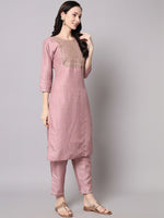Thumbnail for Kalini Ethnic Motifs Embroidered Zari Sequined Kurta with Trousers & Dupatta - Distacart