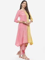 Thumbnail for Biba Women Yellow Floral Colourblocked Kurta with Trousers & With Dupatta - Distacart