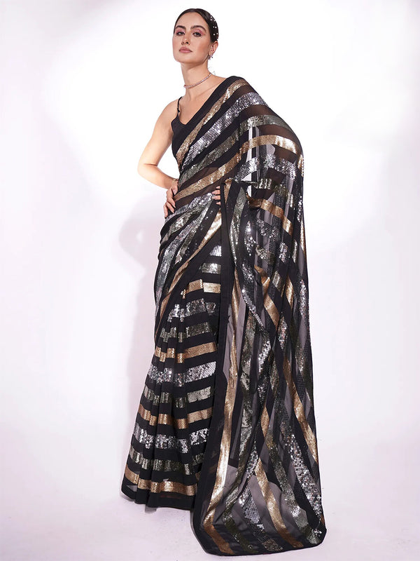Mitera Embellished Sequinned Saree - Distacart