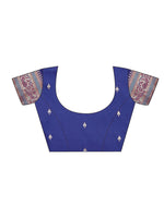 Thumbnail for Mitera Blue & Red Woven Design Zari Silk Blend Paithani Saree - Distacart